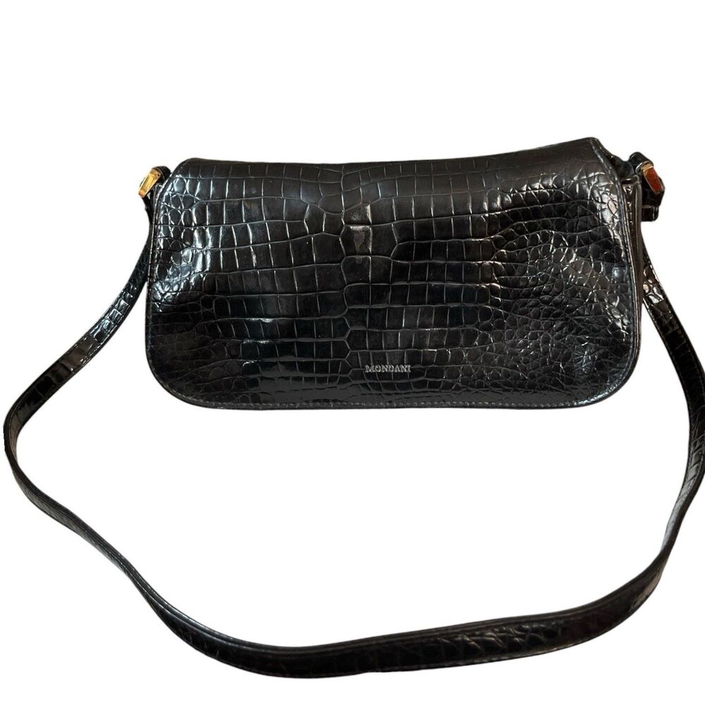 Mondani New York Glossy Faux Reptile Print Small Shoulder Envelope Bag 10x5"